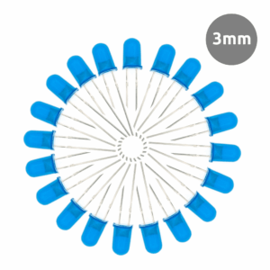Kit 20 leds - Azul - 3mm - Difuso - Corrente 20mA